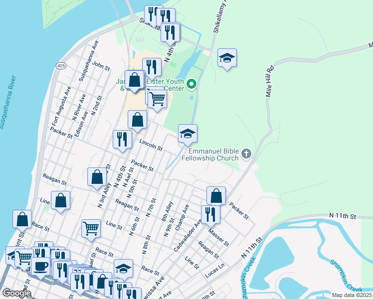 map of restaurants, bars, coffee shops, grocery stores, and more near 1 Memorial Acres in Sunbury