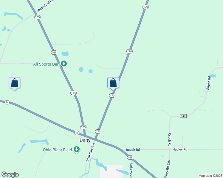 map of restaurants, bars, coffee shops, grocery stores, and more near 2069 Ohio 170 in East Palestine