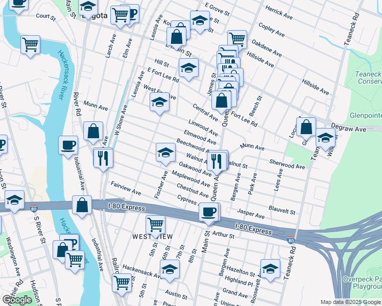 map of restaurants, bars, coffee shops, grocery stores, and more near 173 Walnut Avenue in Bogota