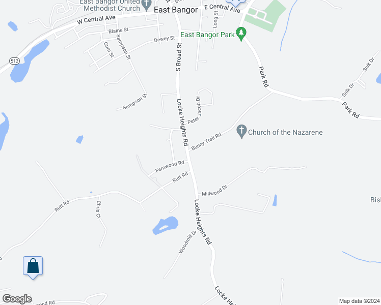 map of restaurants, bars, coffee shops, grocery stores, and more near 591 Locke Heights Road in Bangor