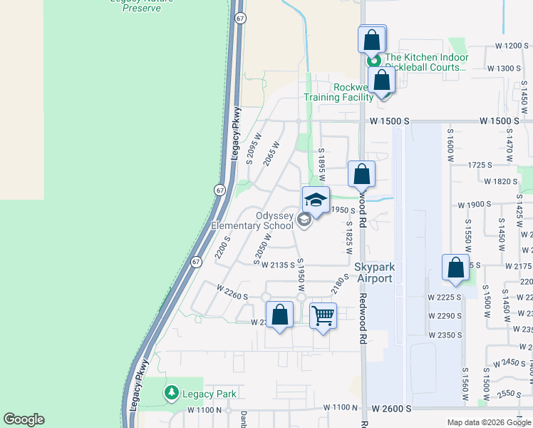 map of restaurants, bars, coffee shops, grocery stores, and more near 1991 Mountain View Boulevard in Woods Cross