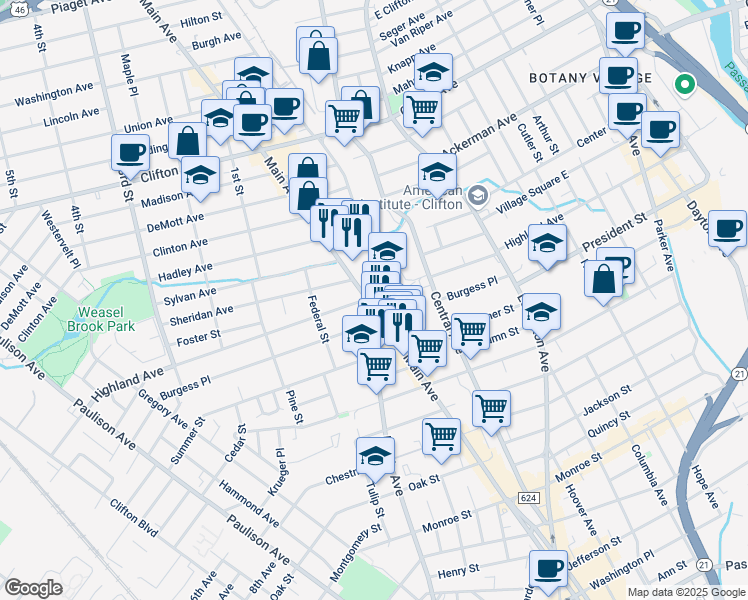 map of restaurants, bars, coffee shops, grocery stores, and more near 980 Main Avenue in Passaic