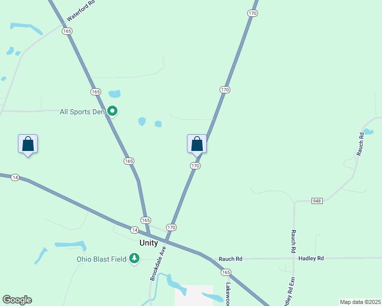 map of restaurants, bars, coffee shops, grocery stores, and more near 2069 Ohio 170 in East Palestine