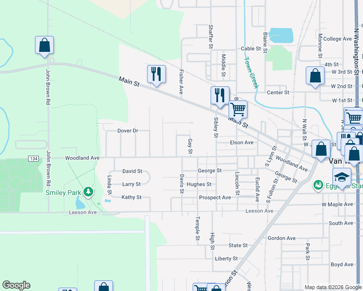 map of restaurants, bars, coffee shops, grocery stores, and more near 216 Biltmore Avenue in Van Wert