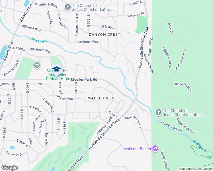 map of restaurants, bars, coffee shops, grocery stores, and more near 1848 Chokecherry Drive in Bountiful