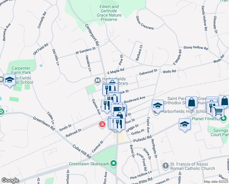 map of restaurants, bars, coffee shops, grocery stores, and more near 5 Fenwick Street in Greenlawn
