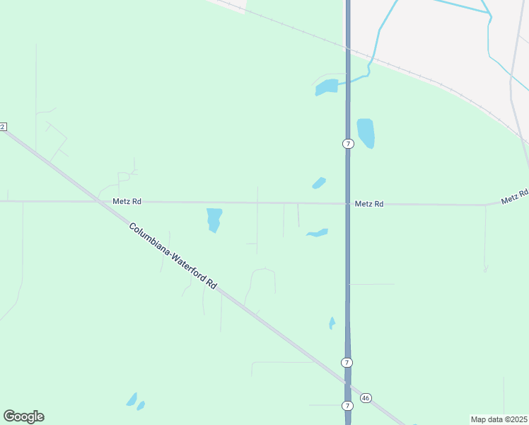 map of restaurants, bars, coffee shops, grocery stores, and more near 44673 East Metz Road in Columbiana