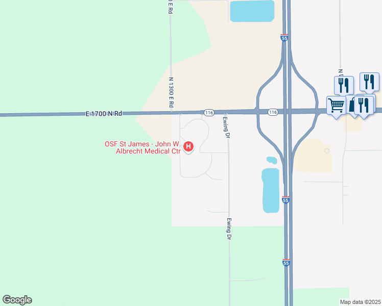map of restaurants, bars, coffee shops, grocery stores, and more near 2500 West Reynolds Street in Pontiac