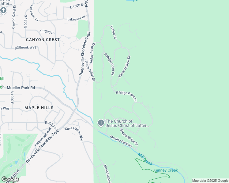 map of restaurants, bars, coffee shops, grocery stores, and more near 1742 East Ridge Point Drive in Bountiful