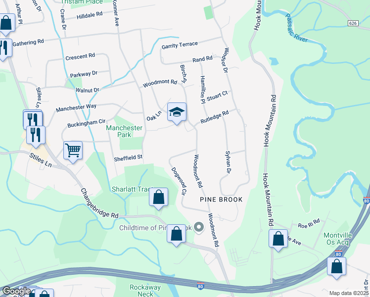 map of restaurants, bars, coffee shops, grocery stores, and more near 42 Dogwood Circle in Montville