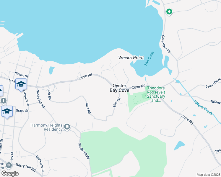 map of restaurants, bars, coffee shops, grocery stores, and more near 94 Cove Road in Oyster Bay
