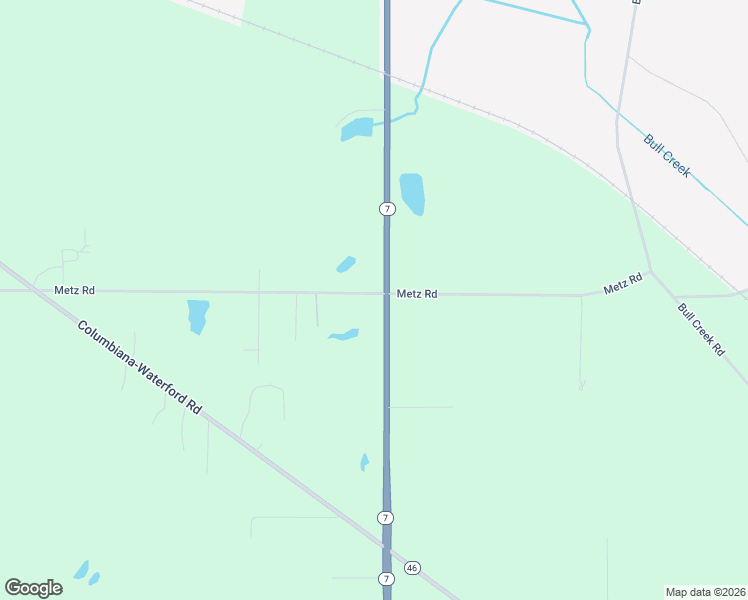 map of restaurants, bars, coffee shops, grocery stores, and more near 44917 Metz Road in Columbiana