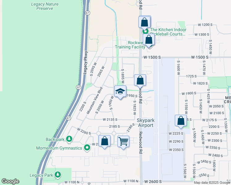 map of restaurants, bars, coffee shops, grocery stores, and more near 1916 1950 South in Woods Cross