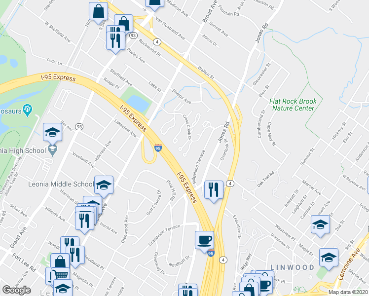 map of restaurants, bars, coffee shops, grocery stores, and more near 61 Eagles Notch Drive in Englewood