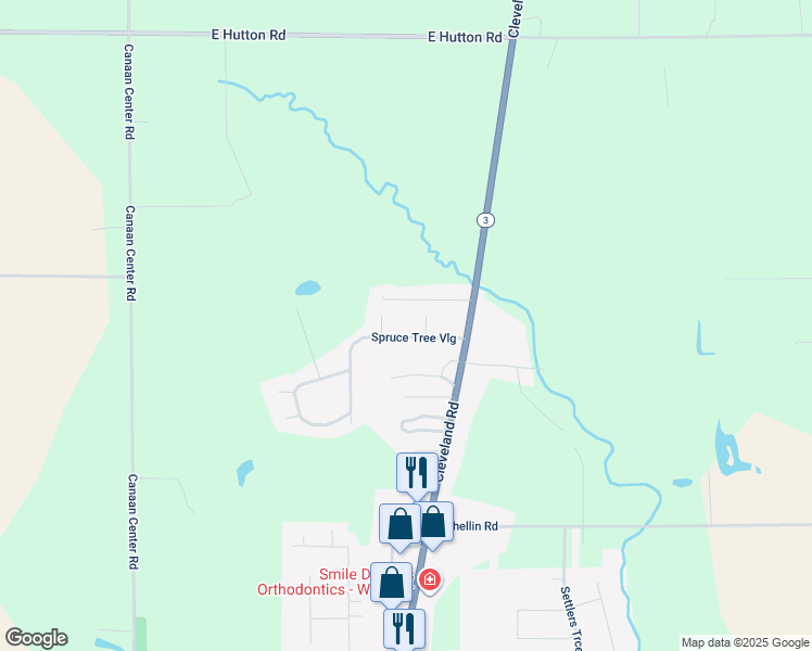 map of restaurants, bars, coffee shops, grocery stores, and more near 5858 Cleveland Road in Wooster