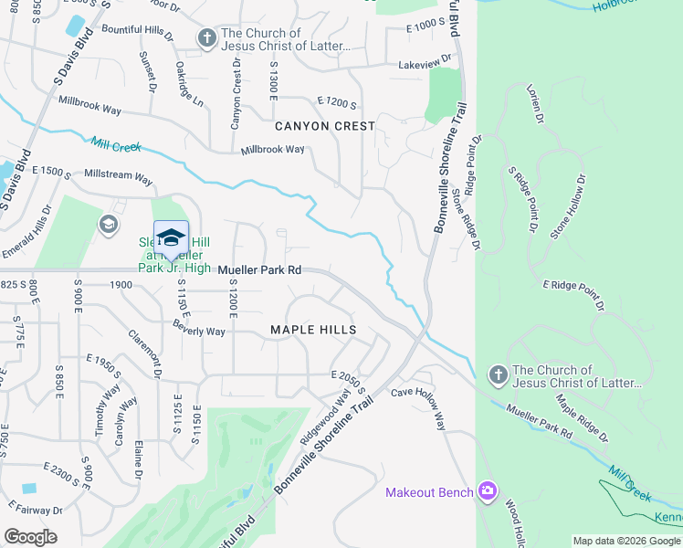map of restaurants, bars, coffee shops, grocery stores, and more near 1848 Chokecherry Drive in Bountiful