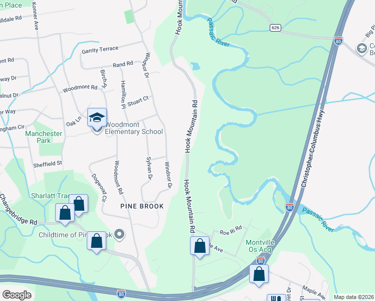map of restaurants, bars, coffee shops, grocery stores, and more near 66 Hook Mountain Road in Montville