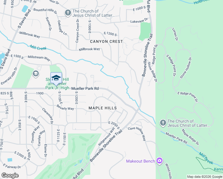 map of restaurants, bars, coffee shops, grocery stores, and more near 1848 Chokecherry Drive in Bountiful