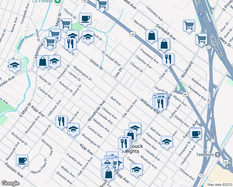 map of restaurants, bars, coffee shops, grocery stores, and more near 271 Bell Avenue in Lodi