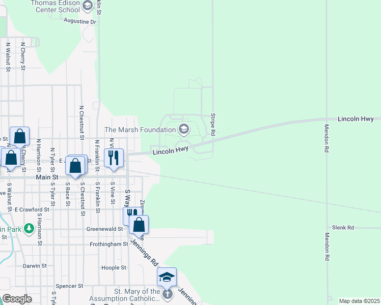 map of restaurants, bars, coffee shops, grocery stores, and more near in Van Wert