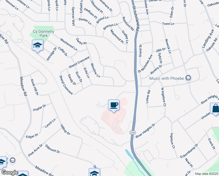 map of restaurants, bars, coffee shops, grocery stores, and more near 21 Sheryl Crescent in Smithtown