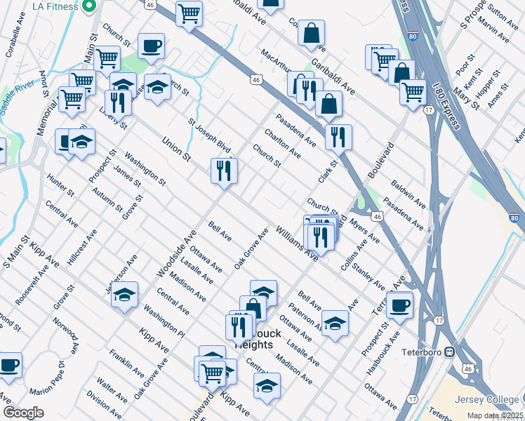 map of restaurants, bars, coffee shops, grocery stores, and more near 14 Pine Street in Lodi