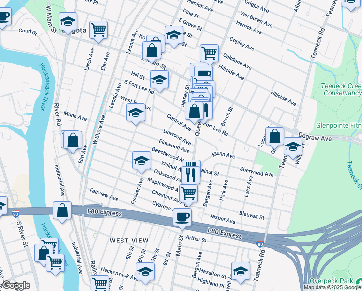 map of restaurants, bars, coffee shops, grocery stores, and more near 192 Linwood Avenue in Bogota
