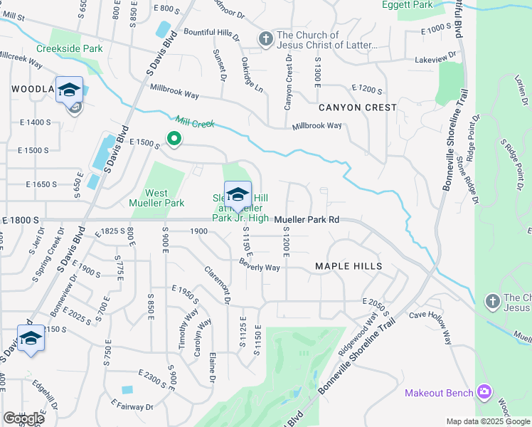 map of restaurants, bars, coffee shops, grocery stores, and more near 1787 South 1175 East in Bountiful