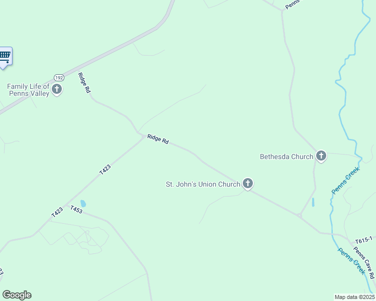 map of restaurants, bars, coffee shops, grocery stores, and more near Ridge Road in Spring Mills