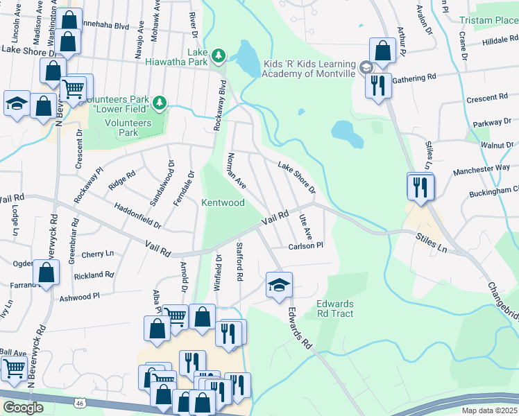 map of restaurants, bars, coffee shops, grocery stores, and more near 26 Manito Avenue in Parsippany-Troy Hills