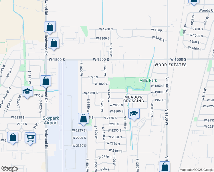 map of restaurants, bars, coffee shops, grocery stores, and more near 1431 West 1820 South in Woods Cross