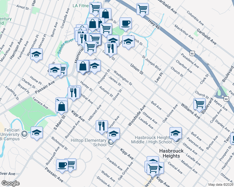 map of restaurants, bars, coffee shops, grocery stores, and more near 127 Spring Street in Lodi