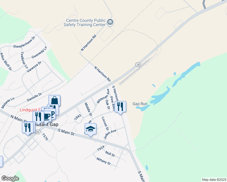 map of restaurants, bars, coffee shops, grocery stores, and more near 272-298 Whitman Ave in Pleasant Gap