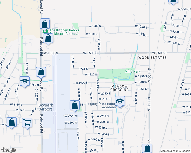 map of restaurants, bars, coffee shops, grocery stores, and more near 1431 West 1820 South in Woods Cross