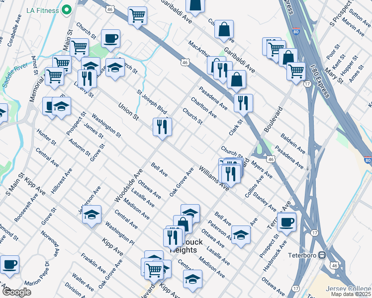 map of restaurants, bars, coffee shops, grocery stores, and more near 14 Pine Street in Lodi