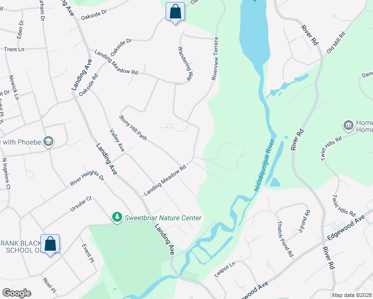 map of restaurants, bars, coffee shops, grocery stores, and more near 43 Landing Meadow Road in Smithtown