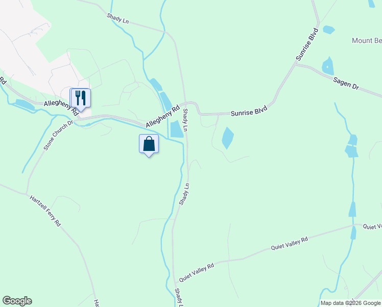 map of restaurants, bars, coffee shops, grocery stores, and more near 1176 Shady Lane in Mount Bethel
