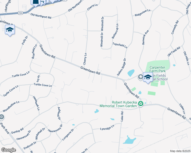 map of restaurants, bars, coffee shops, grocery stores, and more near 90 Greenlawn Road in Huntington