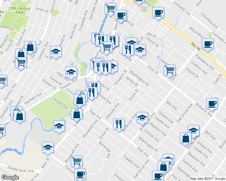 map of restaurants, bars, coffee shops, grocery stores, and more near 111 Prospect St in Lodi