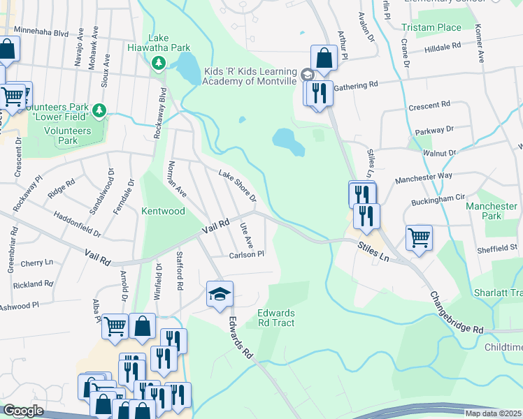 map of restaurants, bars, coffee shops, grocery stores, and more near 9 Vail Road in Parsippany-Troy Hills