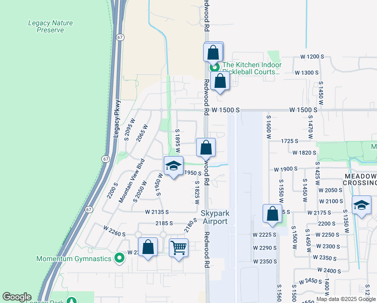 map of restaurants, bars, coffee shops, grocery stores, and more near 1848 West 1885 South in Woods Cross