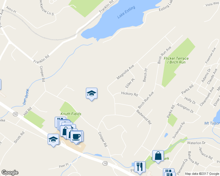 map of restaurants, bars, coffee shops, grocery stores, and more near 12 Magnolia Avenue in Denville