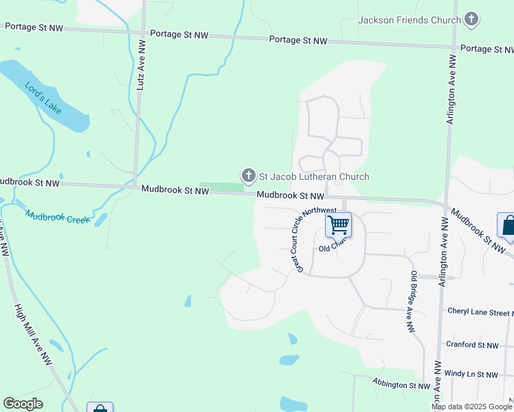 map of restaurants, bars, coffee shops, grocery stores, and more near 8649 Ashmede Court Circle Northwest in Massillon