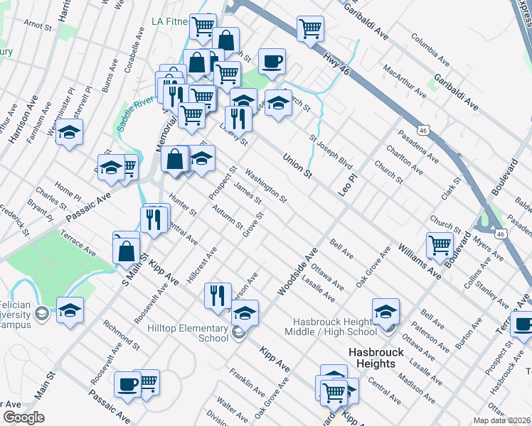 map of restaurants, bars, coffee shops, grocery stores, and more near 127 Spring Street in Lodi