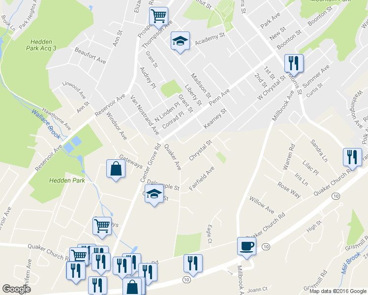 map of restaurants, bars, coffee shops, grocery stores, and more near 66 Everett Drive in Randolph