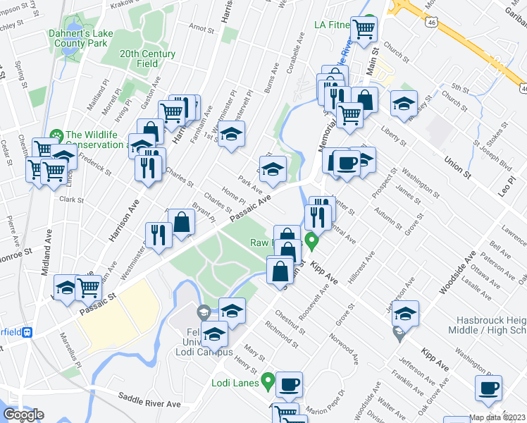 map of restaurants, bars, coffee shops, grocery stores, and more near 93 Home Place in Lodi