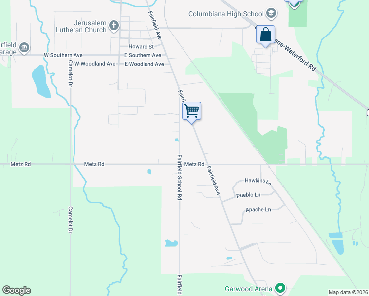 map of restaurants, bars, coffee shops, grocery stores, and more near 894 Fairfield School Road in Columbiana