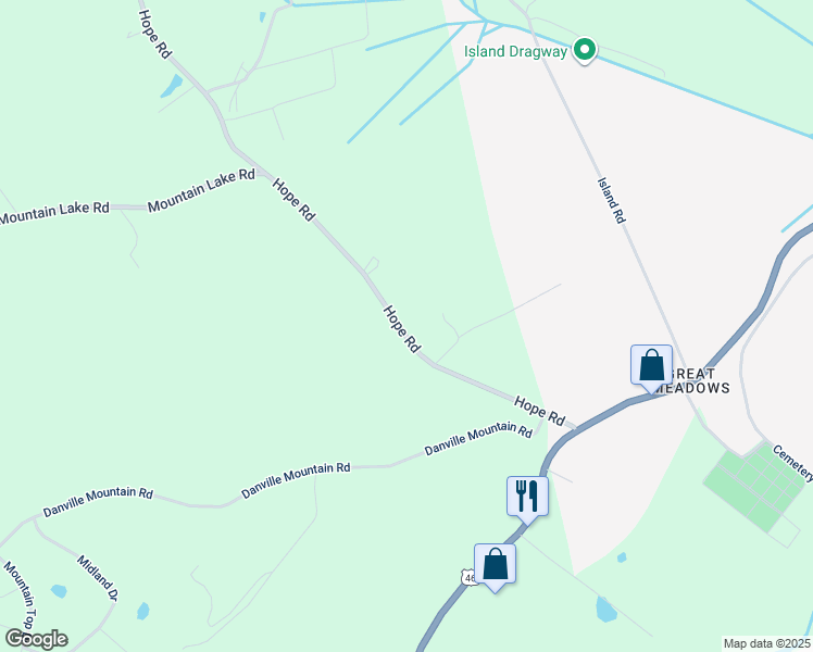 map of restaurants, bars, coffee shops, grocery stores, and more near 46 Hope Road in Liberty