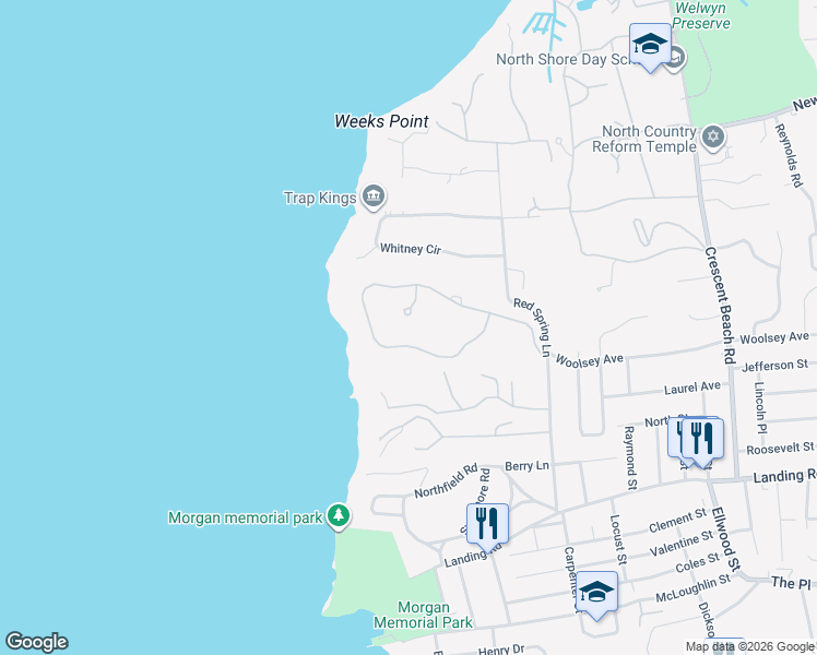 map of restaurants, bars, coffee shops, grocery stores, and more near 7 Delamar Ct in Glen Cove