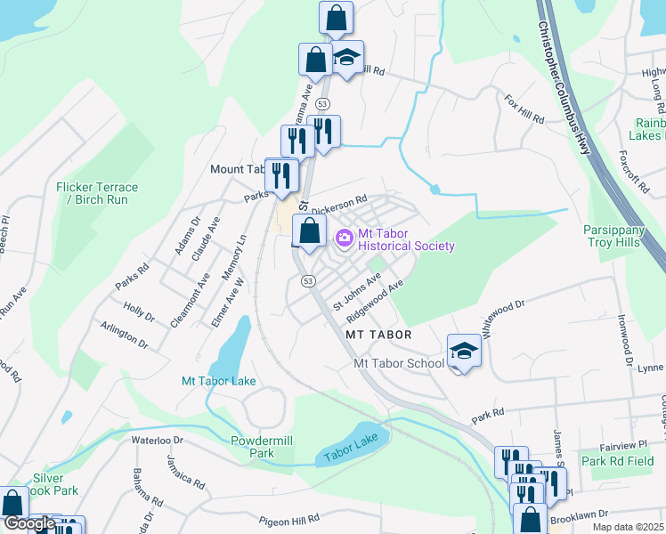 map of restaurants, bars, coffee shops, grocery stores, and more near 35 Embury Place in Parsippany-Troy Hills